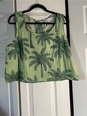 C&C California Green Palm Print Tank Top